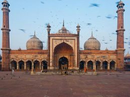 Jama Masjid in Delhi, India, established in 1656 is the largest mosque in India with a courtyard capable of holding 25K worshippers